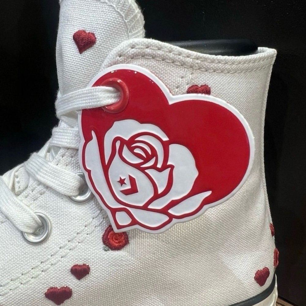Women CONVERSE Valentines Day Chuck Taylor All Star Hi White Sneakers (A13650C) - Picture 5 of 6